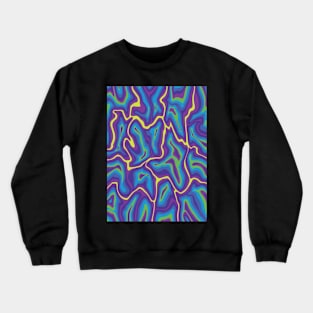 Abstract Retro Liquid Marble Swirl, Purple Blue Green Crewneck Sweatshirt